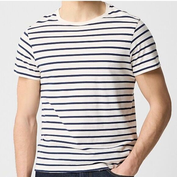 J. Crew factory C2491 Deck Striped Tee white and navy size M - Picture 1 of 7